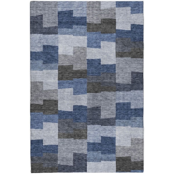 Dream Shag Premium Machine Washable Abstract ADS659 Blue 10 ft. x 14 ft. Area Rug