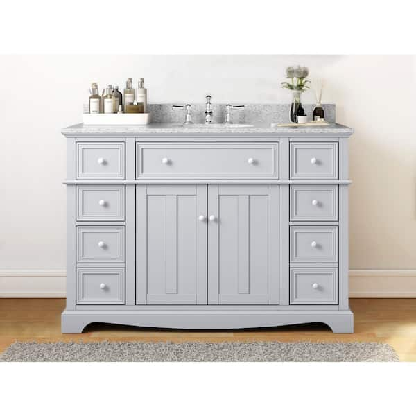 Home Decorators Collection Fremont 49 in. Single Sink Freestanding Grey  Bath Vanity with Grey Granite Top (Assembled) TJ-FTV4922GR - The Home Depot