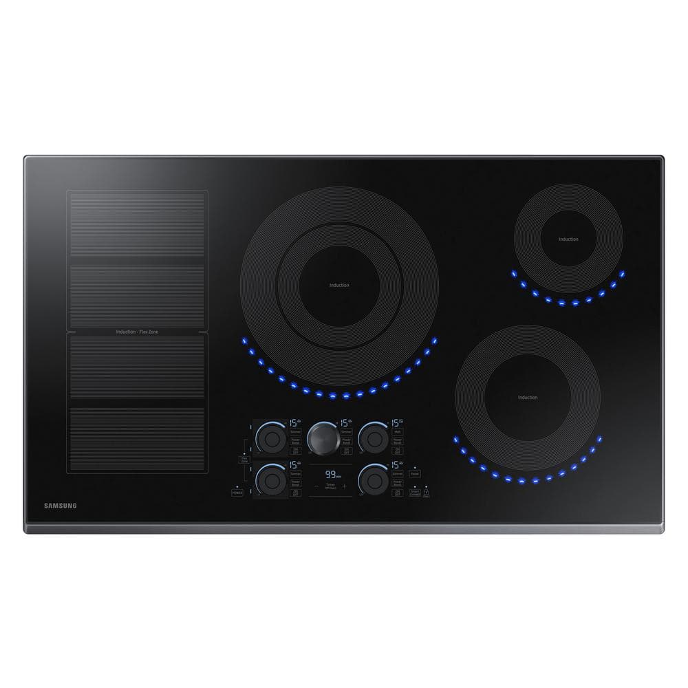 Samsung 36 in. Induction Cooktop with Fingerprint Resistant Black Stainless Trim with 5 Elements and Flex Zone Element, Fingerprint Resistant Black Stainless Steel