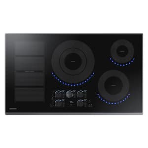 36 in. Induction Cooktop with Fingerprint Resistant Black Stainless Trim with 5 Burner Elements and Flex Zone Element