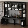FUFU&GAGA 90.6 in. W Black Wood Computer Gaming Desk Home Office Desk, with 82.7 in. H Bookshelf, LED Lights, Drawers, Cabinets KF020471-012