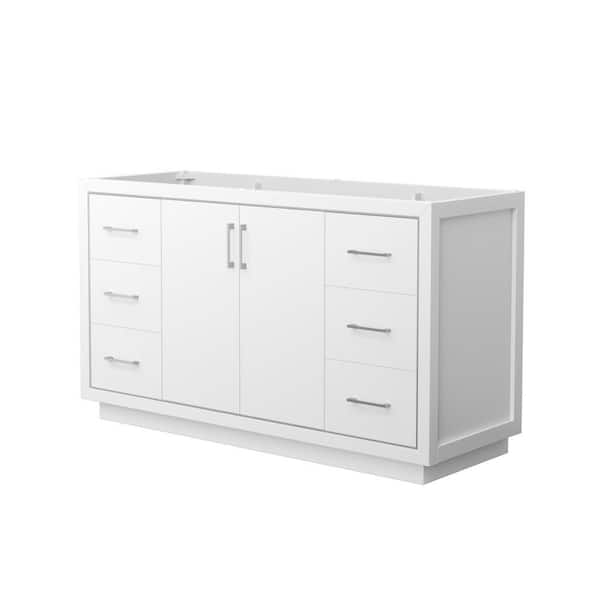 Wyndham Collection Icon 59.25 in. W x 21.75 in. D x 34.25 in. H Single Bath Vanity Cabinet without Top in White