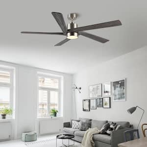 72 in. LED Indoor Brushed Nickel Ceiling Fan with Remote