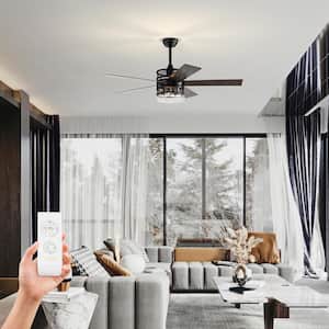 Light Pro 52 in. Indoor Black Standard Ceiling Fan with Remote Control for Kitchen,Blade Span 24 in. (No bulbs Include)