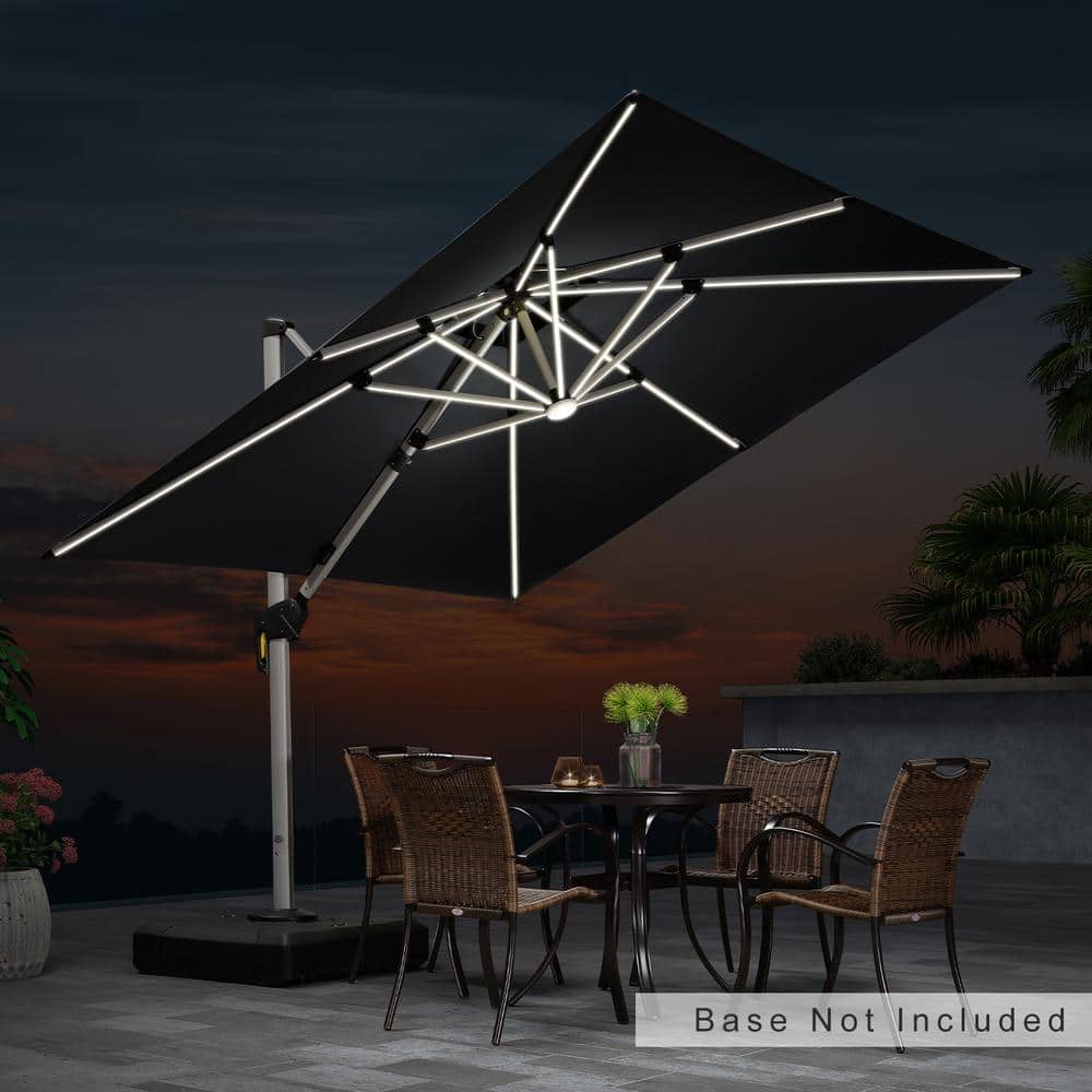 9 ft. Square Solar Powered LED Patio Umbrella Outdoor Cantilever Umbrella Heavy-Duty Sun Umbrella in Gray price history on PriceWatchPro