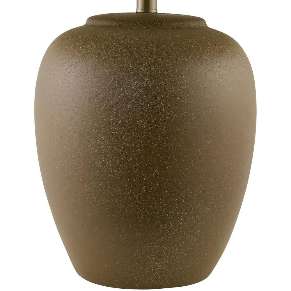 Eustacia Brown Ceramic Table Lamp with Beige Linen Shade