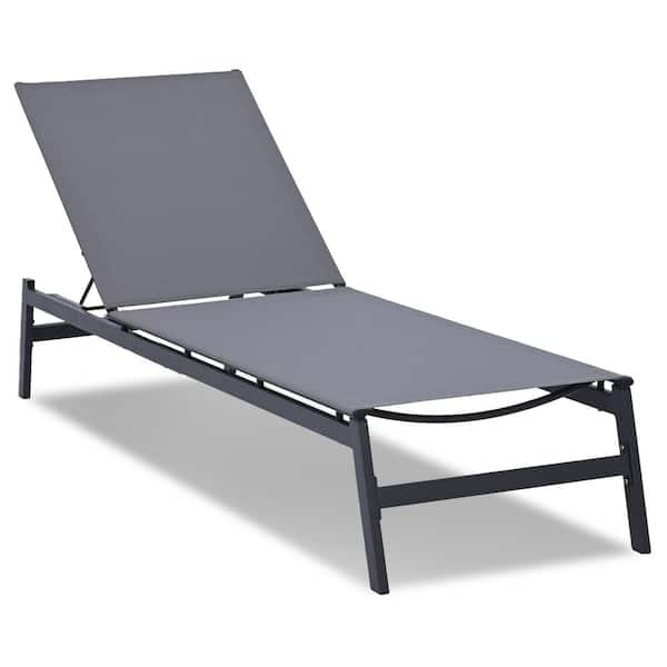 EGEIROSLIFE Dark Gray 1-Piece Outdoor Chaise Lounge with Breathable Textilene Fabric