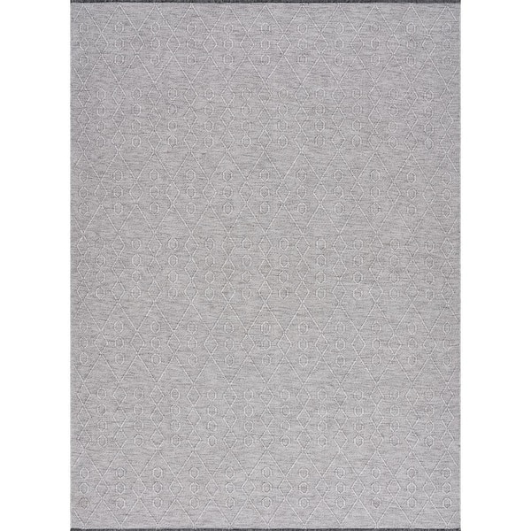 Tayse Rugs Alma Light Gray 8 ft. x 10 ft. Geometric Machine Washable Indoor Area Rug