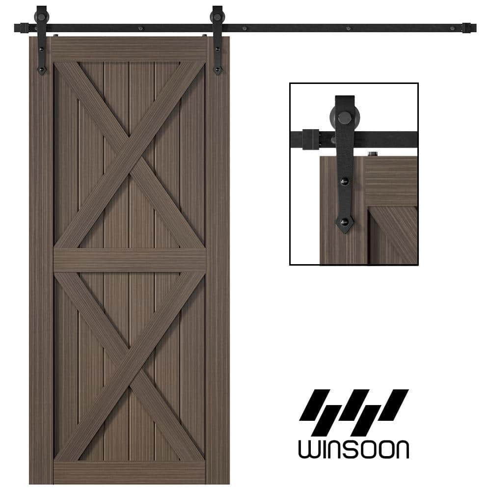 Matte Black 132-Inch Single Barn Door Hardware Kit