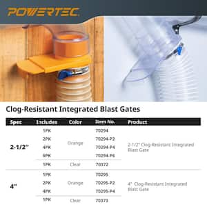 4 in. Integrated Blast Gate Clog Resistant, Anti Gap Tapered ABS Plastic Fitting for Dust Collection Systems (2-Pack)