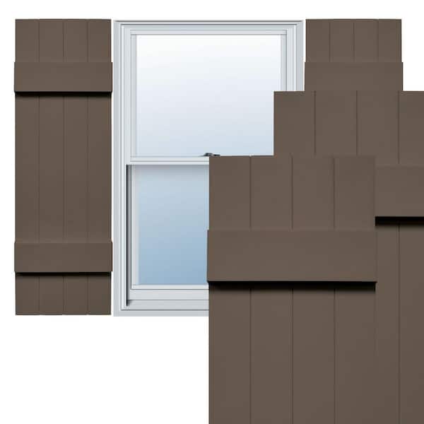 Ekena Millwork TailorMade 14 in. W x 44 in. H Vinyl Board and Batten Shutters Pair in French Roast