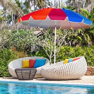 8 ft. Portable Beach Umbrella with Sand Anchor and Tilt Mechanism for Garden and Patio in Multi-Color