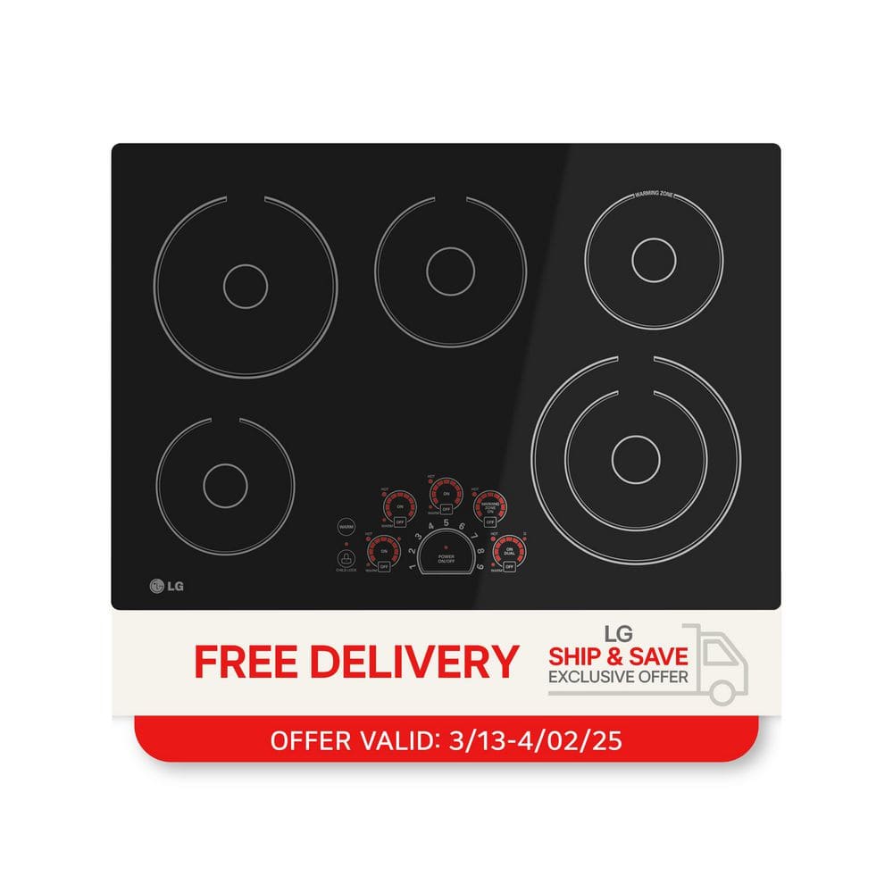 30 in. Radiant Smooth Surface Electric Cooktop in Black with 5 Burner Elements and SmoothTouch Controls