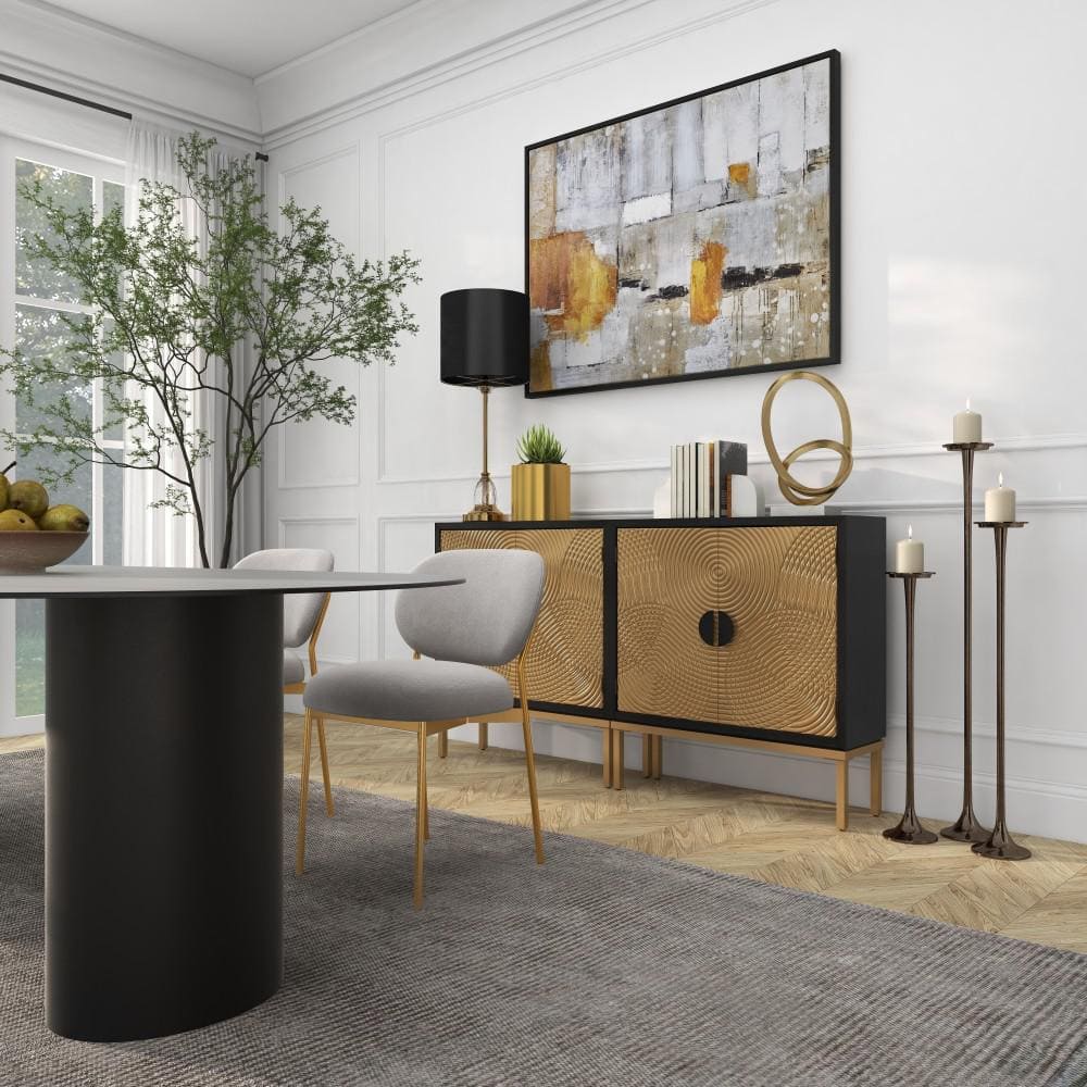 Black and Bronze Ripple Design 2-Door Cabinet