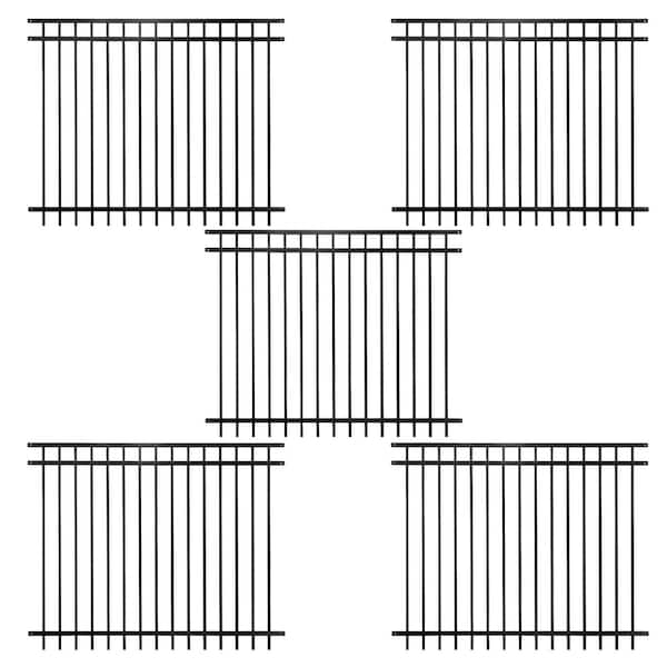 Fencer Wire 5 ft. x 6 ft. Heavy Duty Flat Top Metal Fence Panel, Anti-Rust Decorative Garden Fence Panel (Pack of 5)