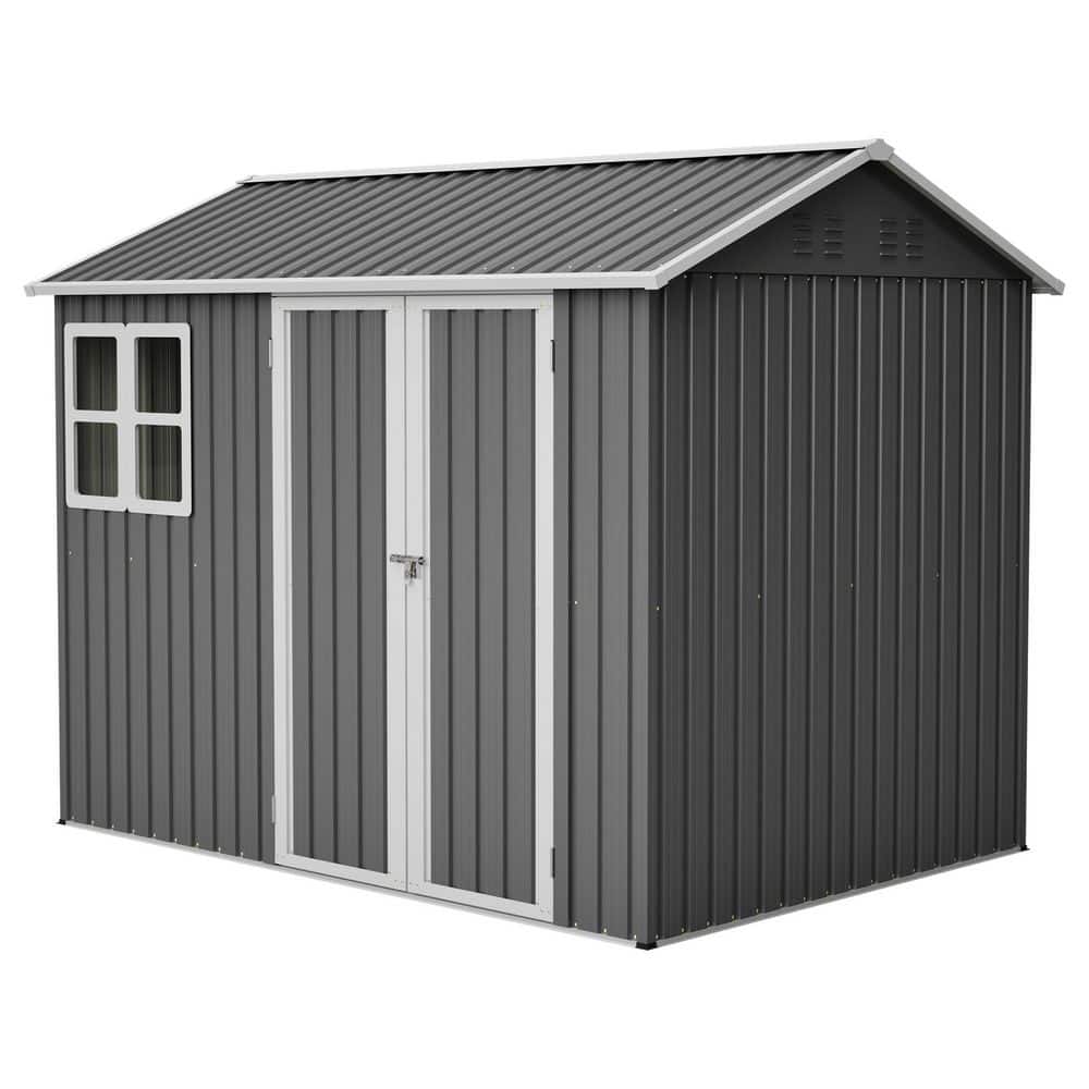 Maelis 8 ft. W x 6 ft. D Dark Gray Metal Outdoor Storage Shed with Lockable Doors and Window (43.69 sq. ft.) price history on PriceWatchPro