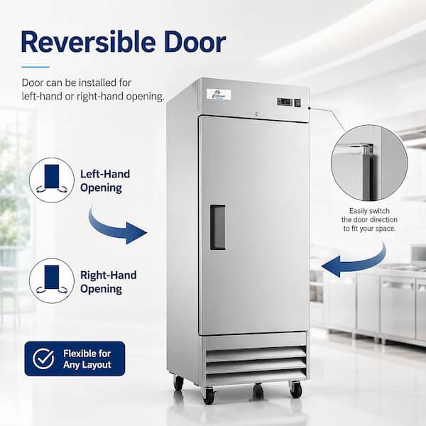 23 cu. ft. NSF Commercial Single Door Refrigerator in Stainless Steel