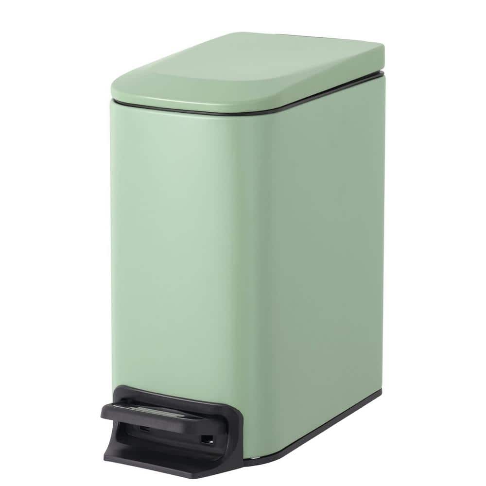 ITOPFOX Bathroom 1.6 Gal. Matte Green Metal Household Trash Can