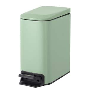 Bathroom 1.6 Gal. Matte Green Metal Household Trash Can Step Lid