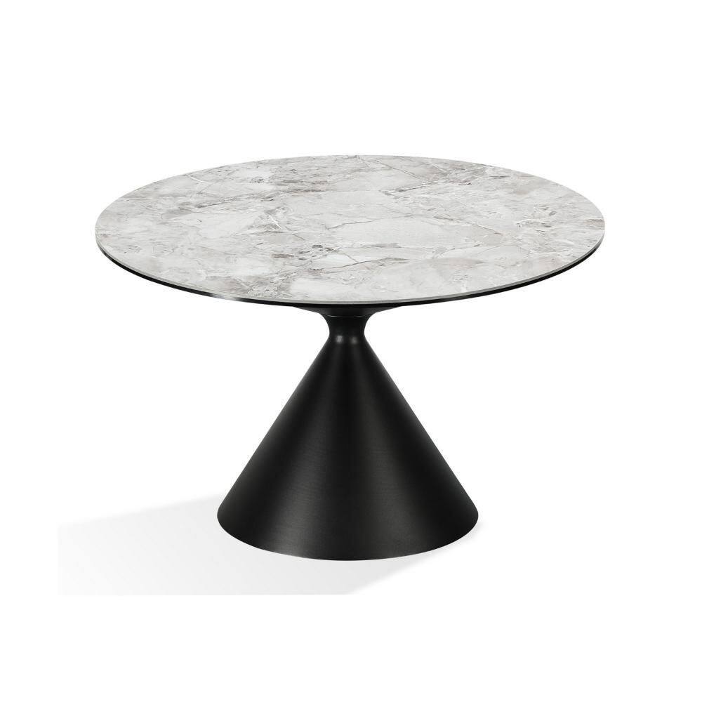 Lam Black Sintered Stone Round 47 in. Pedestal Base Dining Table Seats 3
