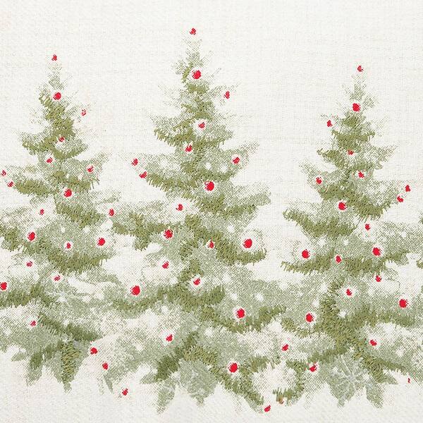 Farmhouse Pine Grove Trees Pillow Green Christmas Embroidered