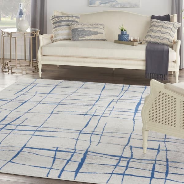Whimsicle Pink Ivory 8 ft. x 11 ft. Abstract Contemporary Area Rug