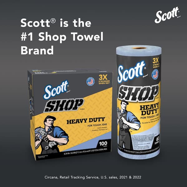 Scott Cleaning Wipes Heavy Duty Blue Shop Towel 12 Rolls 32992