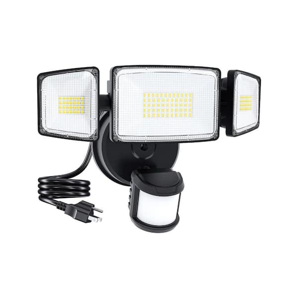 75 Watt Equivalent 7500 Lumen 120 Degree White Motion Sensing Dusk to Dawn LED Flood Light Plug in Outdoor