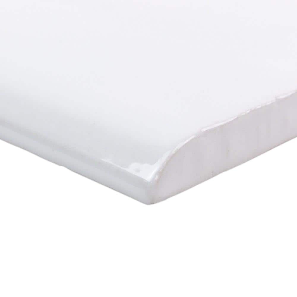 Catalina White 3x6 Polished Ceramic Bullnose Tile Trim