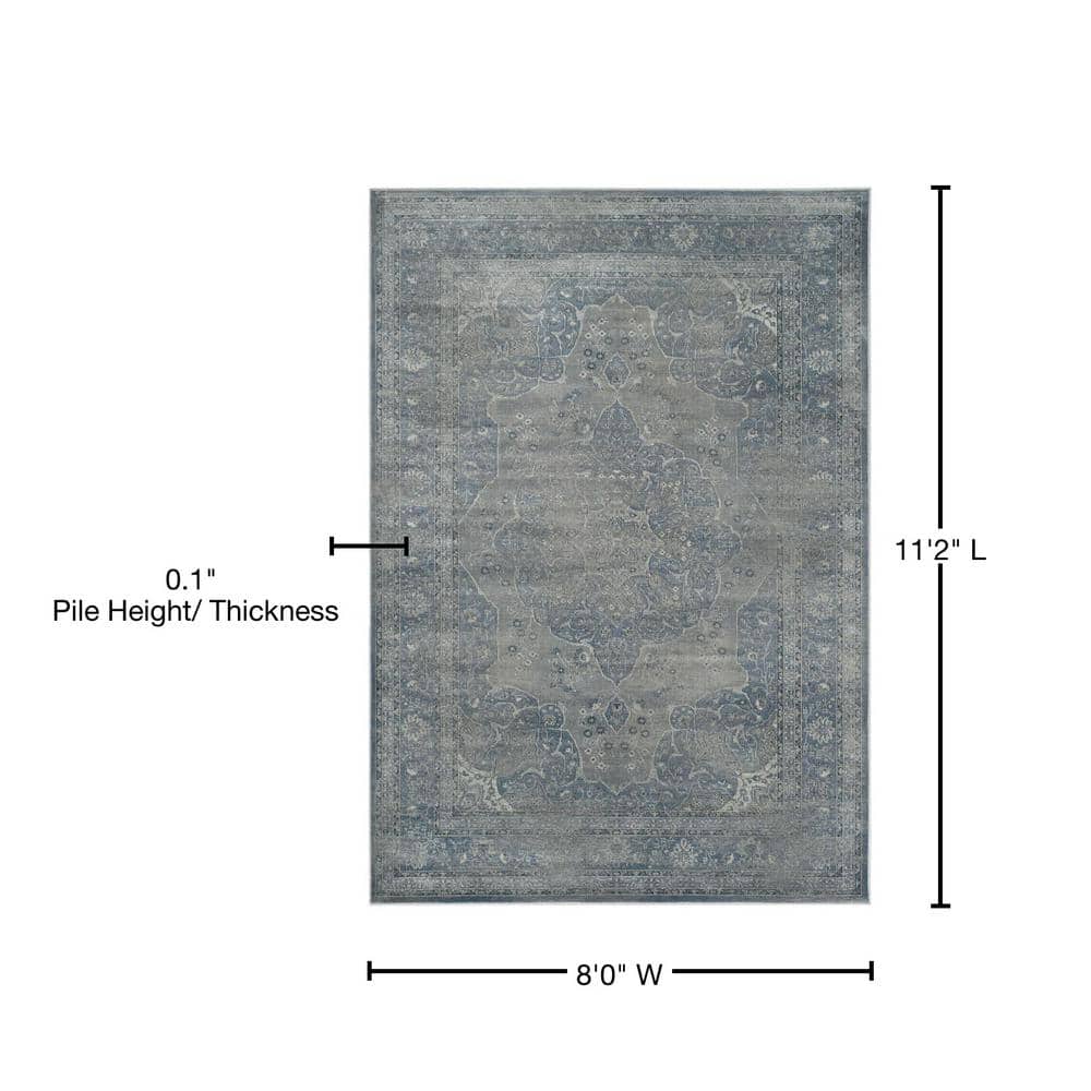 Reversible Gray Wool-Blend 95'' Transitional Area Rug