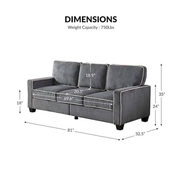 Wide top cushion sofa