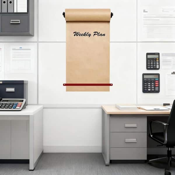 Kraft Paper Dispenser Wall Mount for Butcher Paper Continuous Usage Home Office with 1-Roll Brown PU Strap