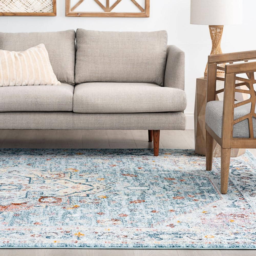 Veranda 5' x 7' Gray Blue Synthetic Rectangular Rug