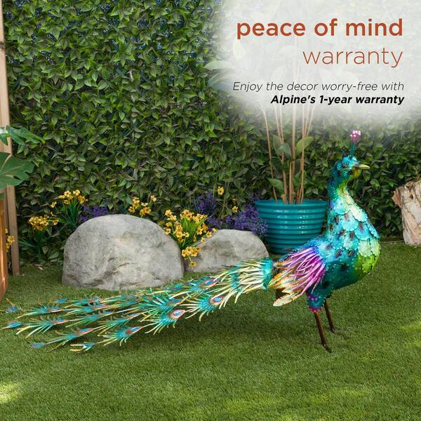 Alpine Corporation Jumbo Size Blue Majestic Peacock Decor HEH378