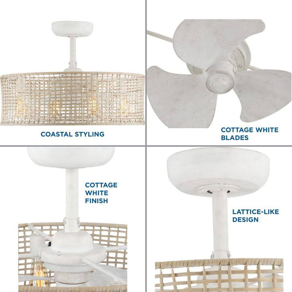 Belva 25.25-Inch Cottage White Coastal Ceiling Fan with LED Light