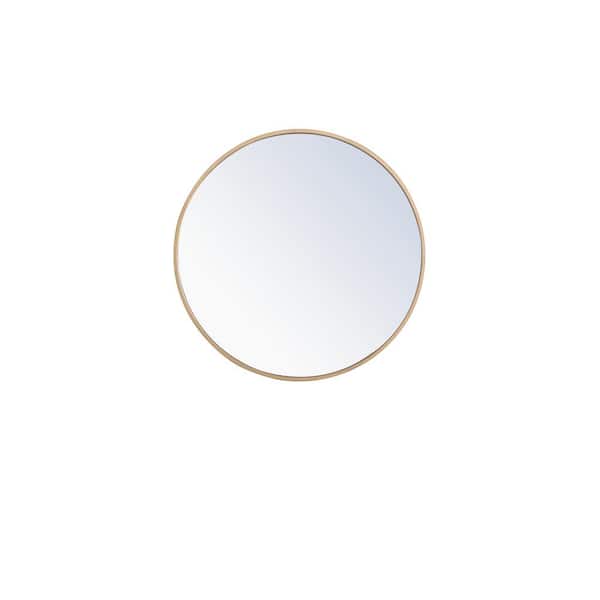 Unbranded Timeless Home 24 in. W x 24 in. H x Contemporary Metal Framed Round Brass Mirror