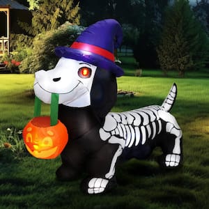 Syncfun 5 Ft Long Skeleton Wiener Dog Inflatable for Halloween Decor