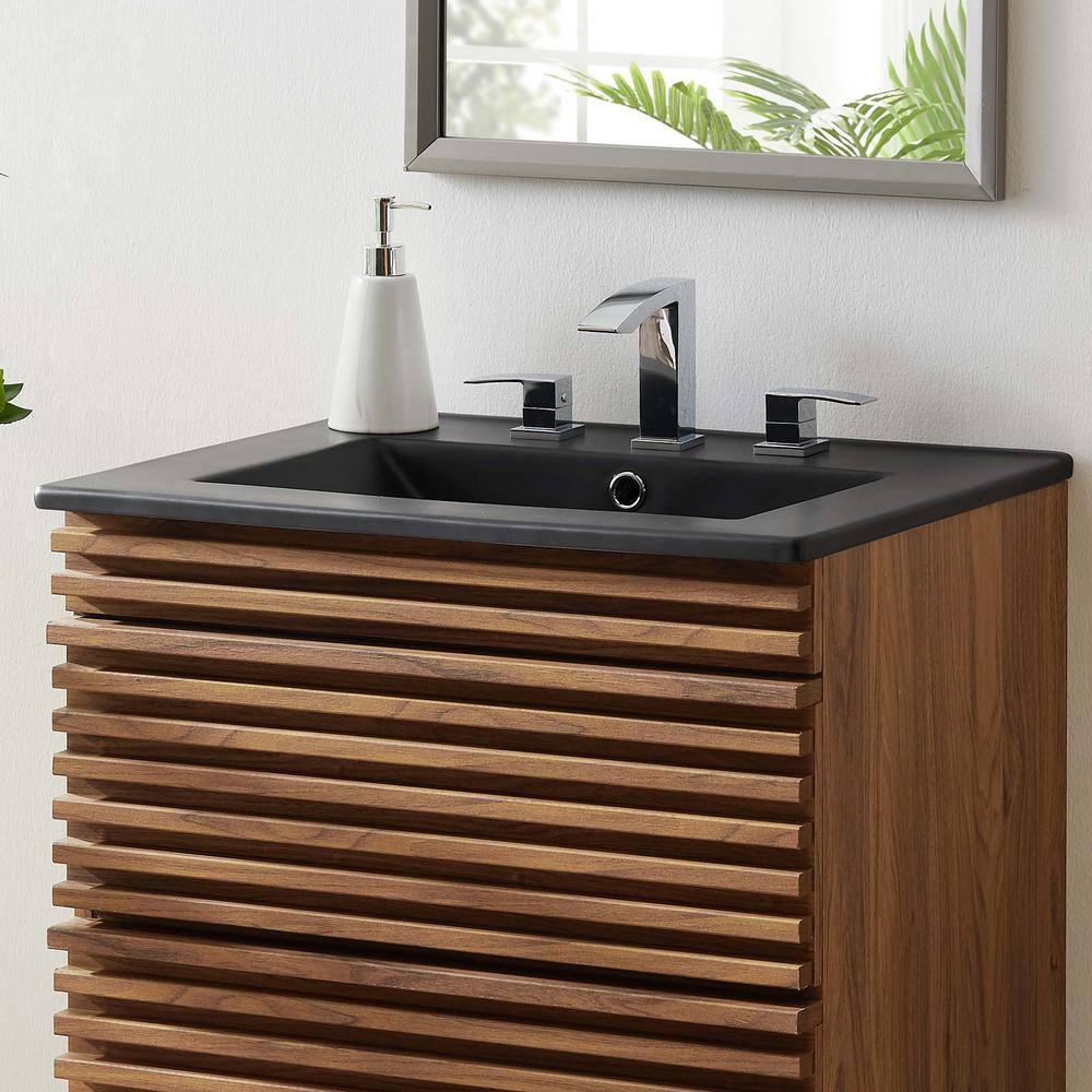 Cayman Black Ceramic 24" Above-Counter Bathroom Sink