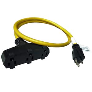 4 ft. 12/3 3-Wire 20 Amp 125-Volt Household NEMA 5-20P to 3x 5-15R Tri-Outlets Adapter Cord