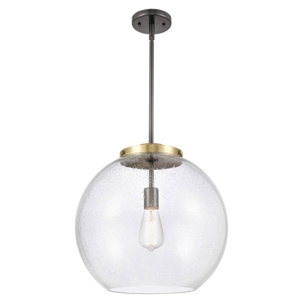 Athens 60-Watt 1-Light Black Antique Brass Shaded Mini Pendant Light with Seedy Glass price history on PriceWatchPro