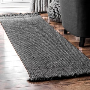 Courtney Braided Charcoal 3 ft. x 6 ft. Indoor/Outdoor Runner Patio Rug
