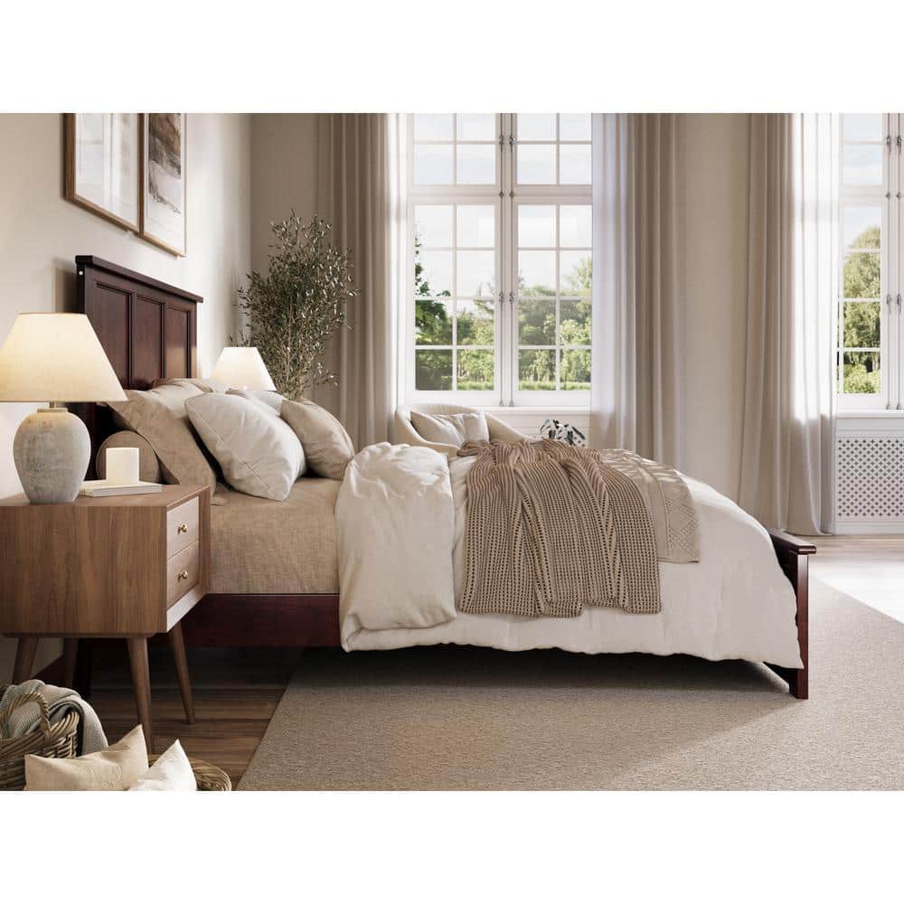 Charlotte Espresso Queen Solid Wood Platform Bed with Headboard