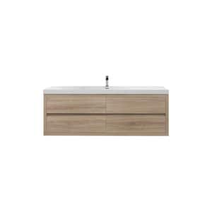 Louis 59 in. W x 20 in. D x 22 in. H Single Sink Floating Bath Vanity in White Oak with White Acrylic Top