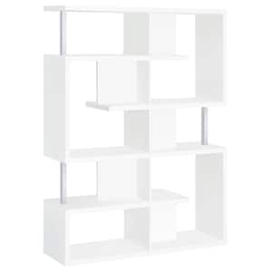 63.25 in. White Wood 7-shelf Etagere Bookcase with Open Back