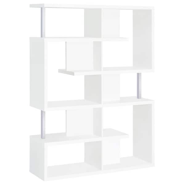 Coaster 63.25 in. White Wood 7-shelf Etagere Bookcase with Open Back