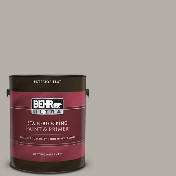 BEHR ULTRA 1 gal. #T17-09 Laid Back Gray Flat Exterior Paint & Primer