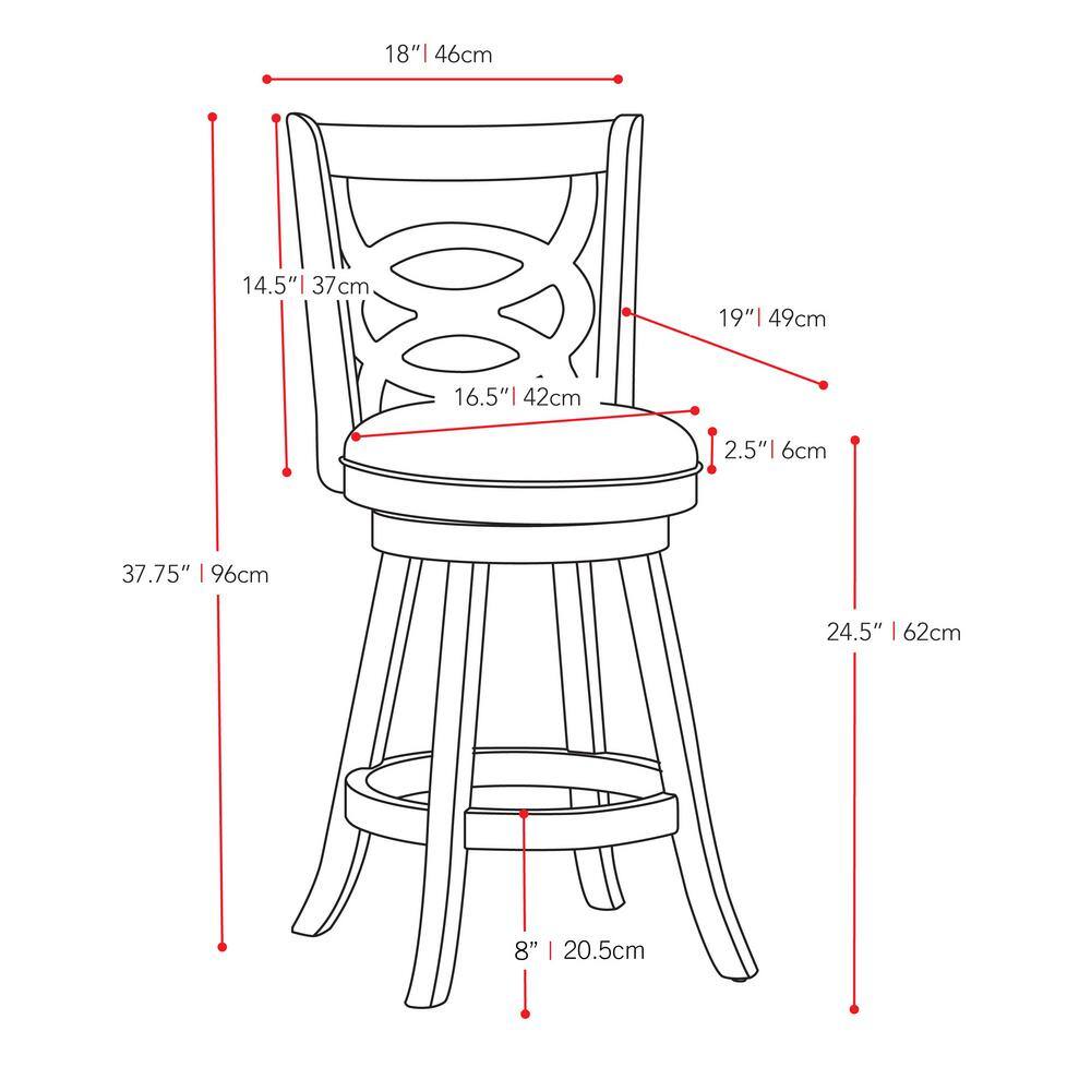 Elegant Woodgrove High Back Swivel Barstool Set, Cappuccino and White