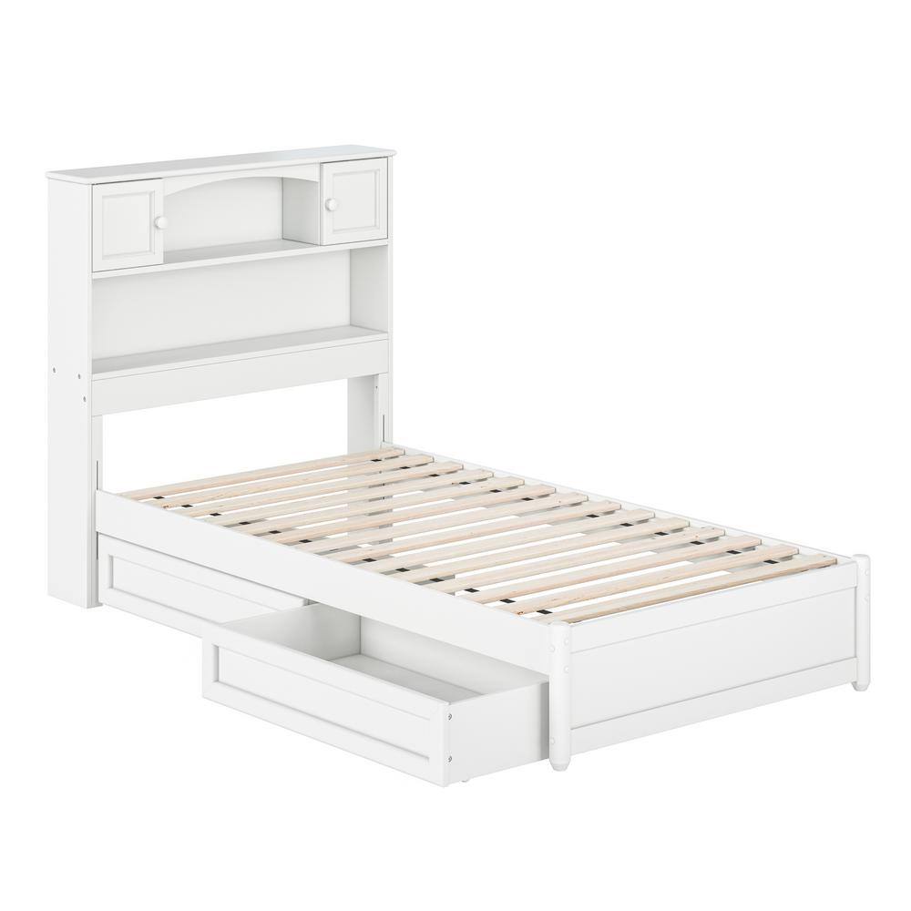 Hadley Twin White Wood Platform Bed with Storage Drawers