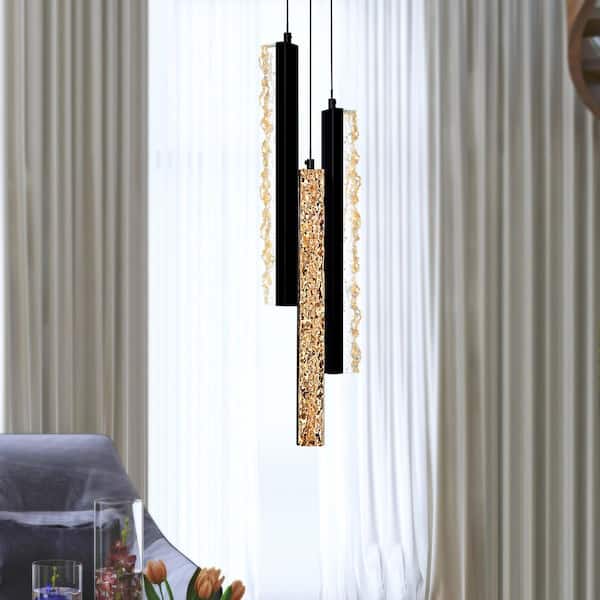 Stagger 3-Light Integrated LED Black Mini Pendant Light