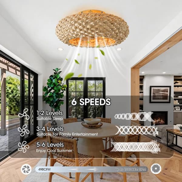 IHOMEadore 20 in. Indoor 4-Light Fandelier Gold Low Profile
